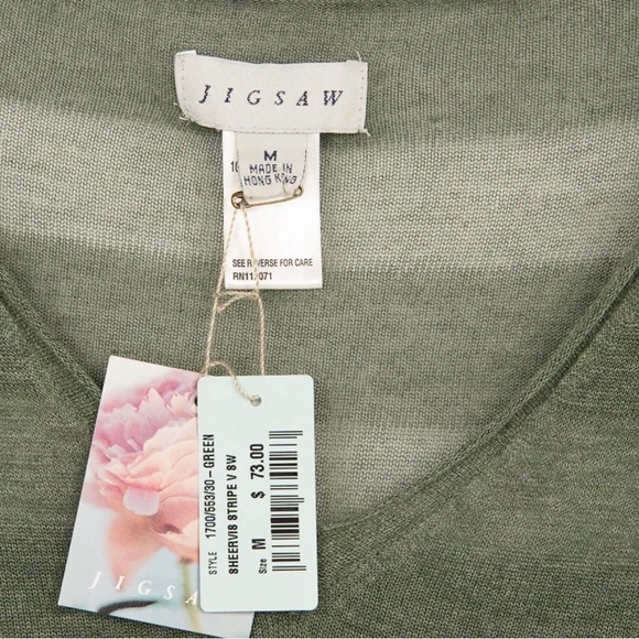 NWT Jigsaw Sage Green Long Sleeve Top Women’s M - Picture 2 of 4